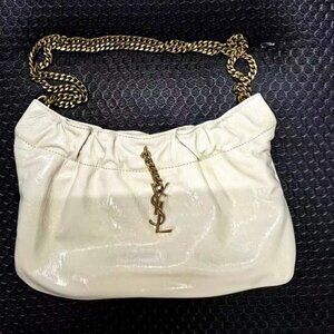 YSL Calfskin Pac Pac Pleated Hobo Shoulder Bag